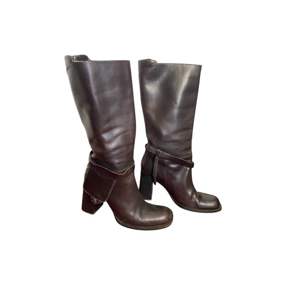 Prada Shoes - Vintage Rare 1999 Prada Brown Leather Harness Boots Size EU 40/US 9.5